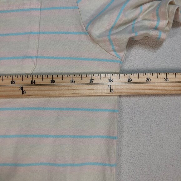 Roark T Shirt Men's S Off-White Blue 100% Cotton Stripe Pocket Logo - Picture 8 of 11